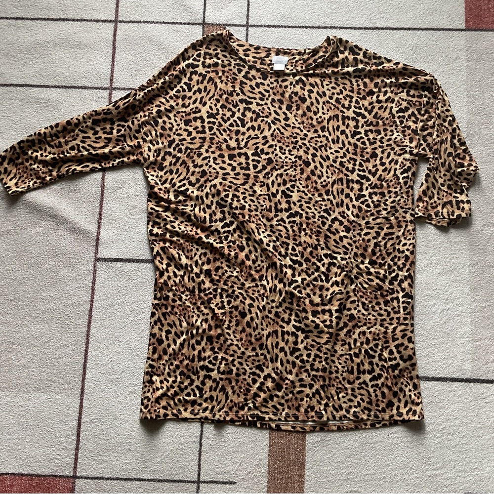 Chico's Brown Animal Print 3/4 Sleeve Tunic